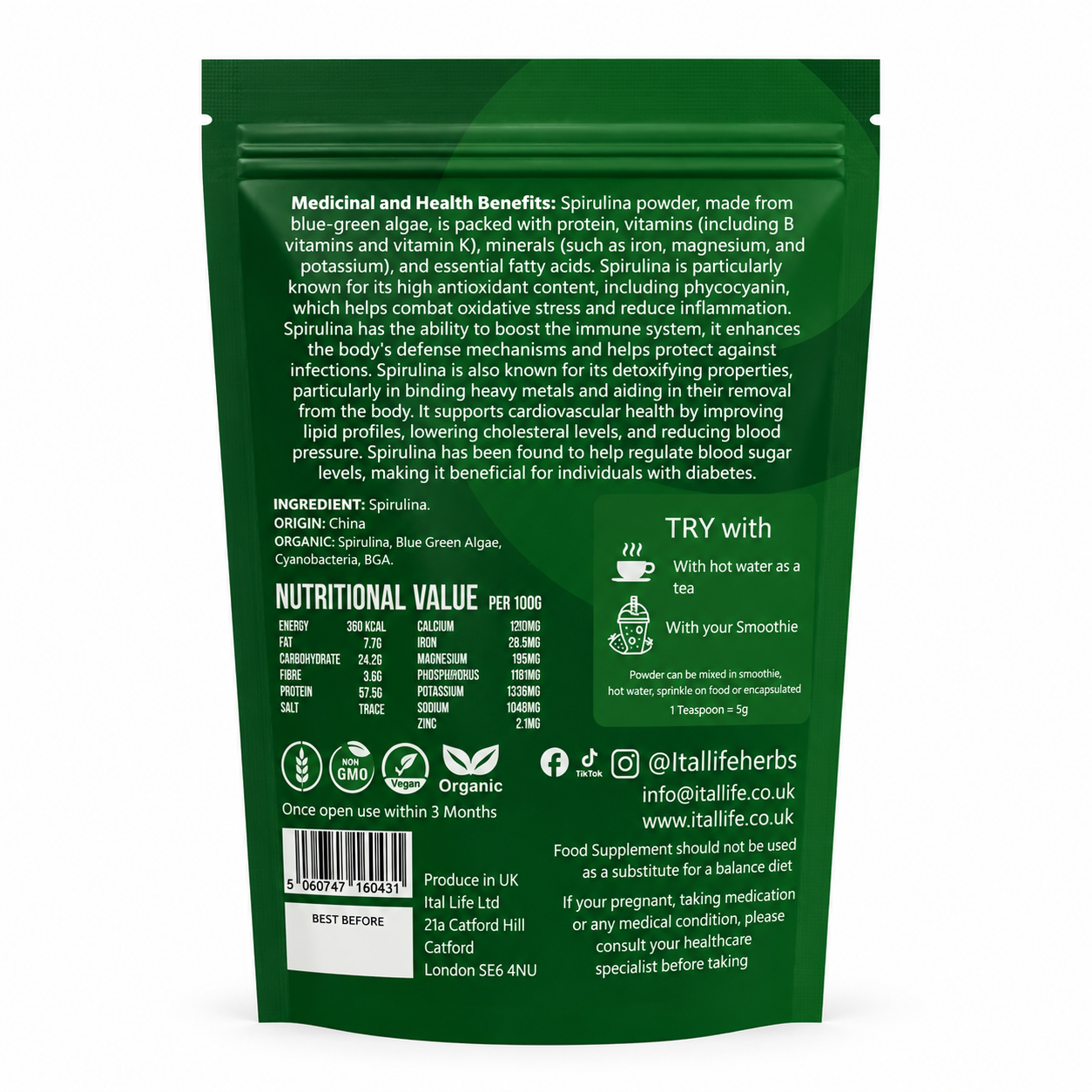 Spirulina Powder | High-Protein Superfood | Natural Energy & Detox Support - Image 2