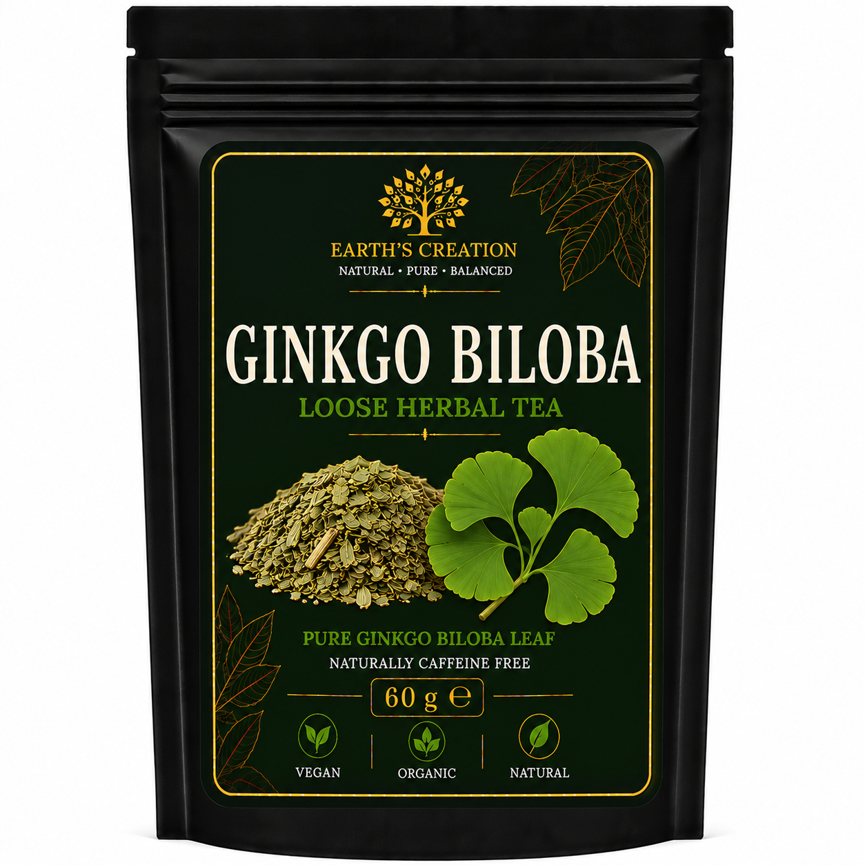 Ginkgo Biloba traditional dried herbal leaf